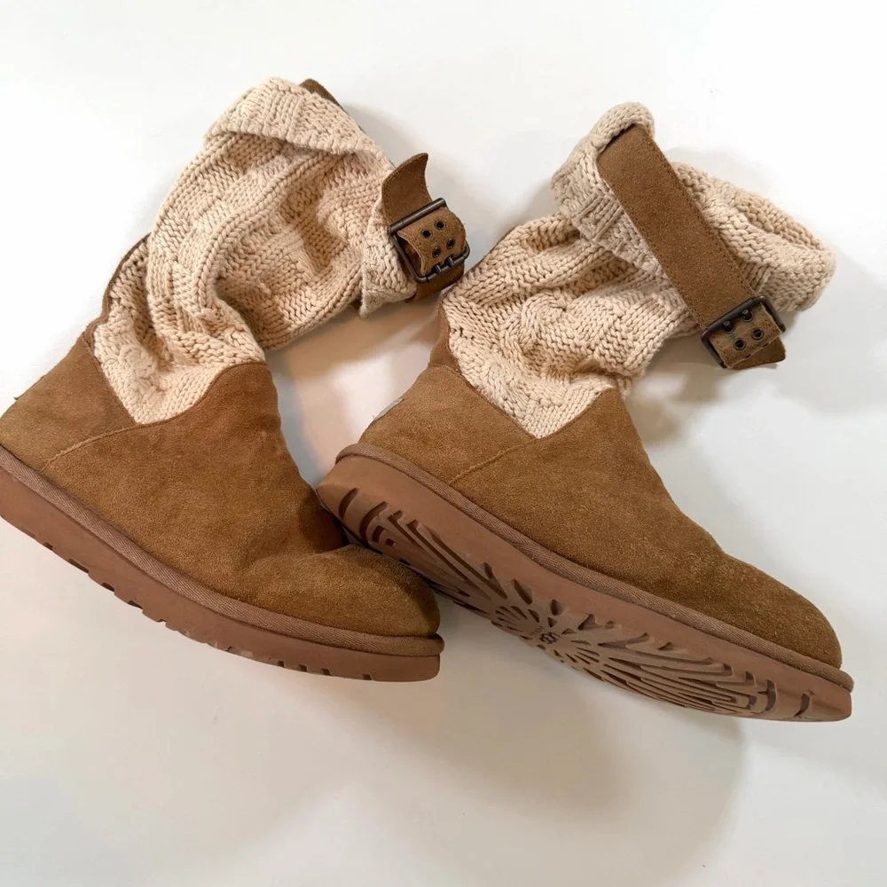 UGG Cambridge Chestnut Boots Slouch Suede Fold Over Women’s 7